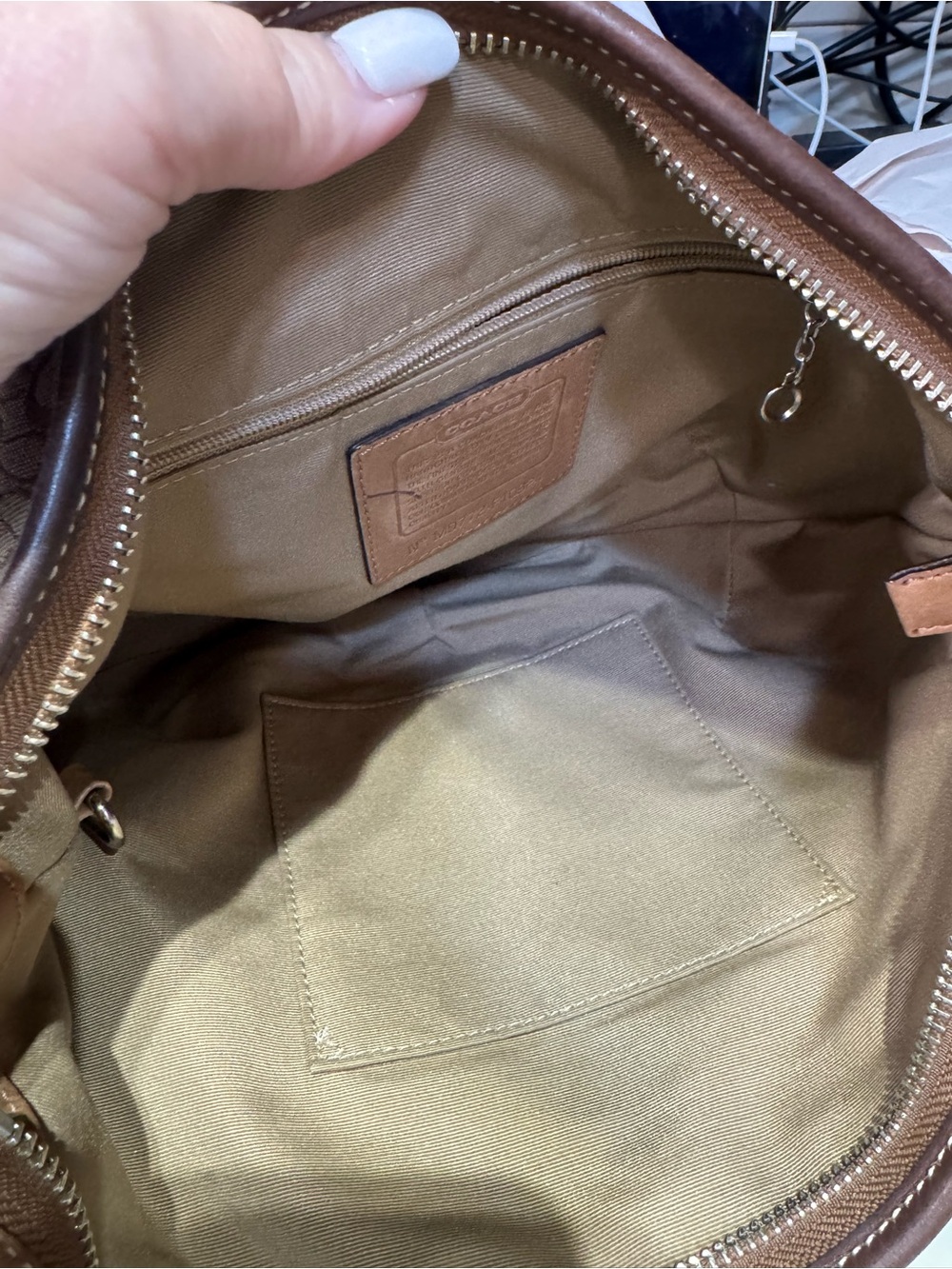 Coach soho Monogram Hobo Shoulder Bag in Brown and Tan - Picture 7 of 7